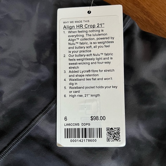 NWT Lululemon diamond dye align sz 6, 21” - Picture 3 of 3